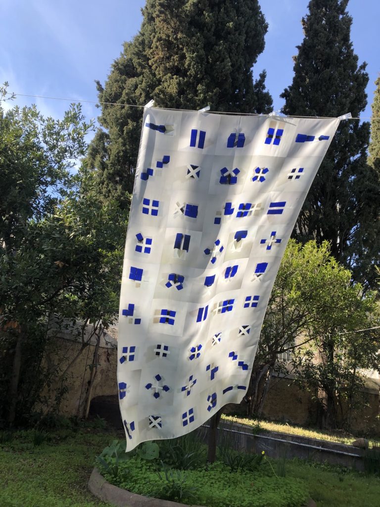 object - flag -silk scarf - Marion Inglessi -Μάριον Ιγγλέση -11